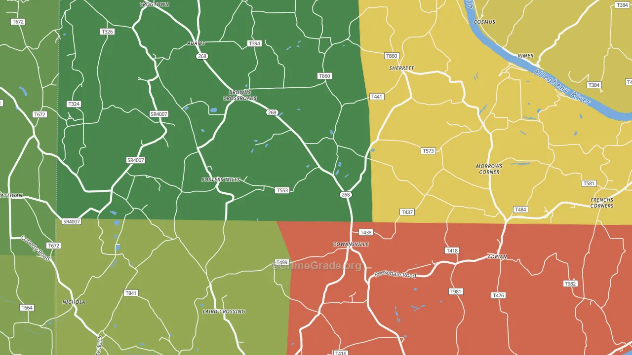 Cowansville, PA Map of Arson Rates