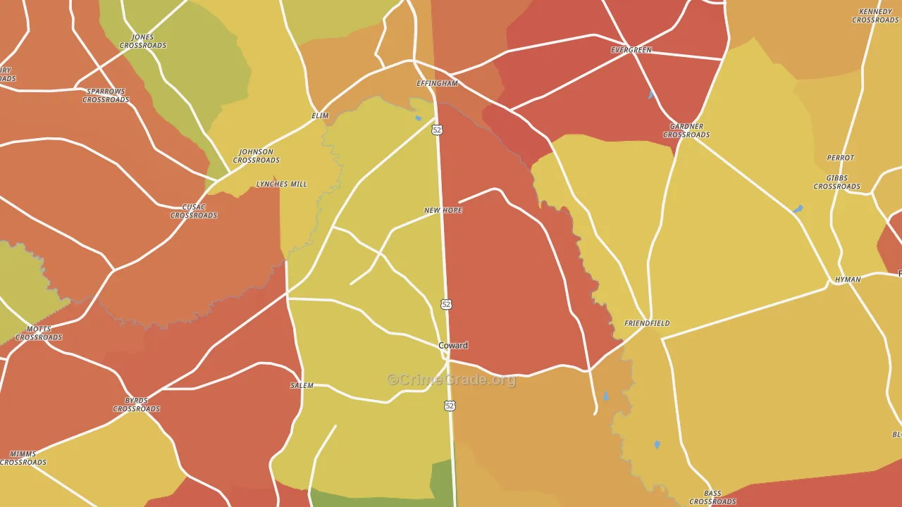 Coward, SC Map of Arson Rates