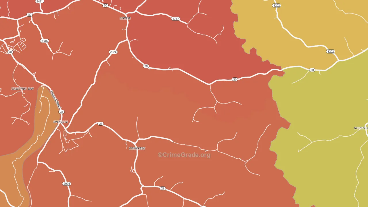 Cowcreek, KY Map of Arson Rates