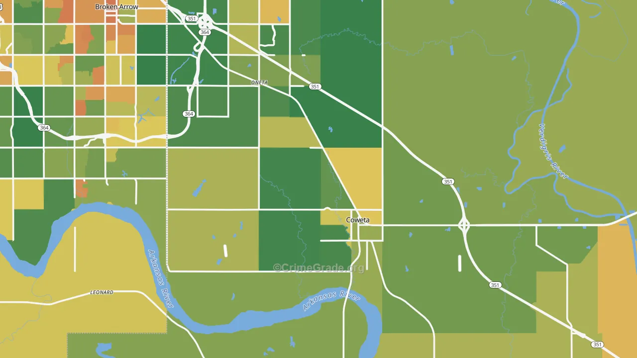 Coweta, OK Map of Arson Rates