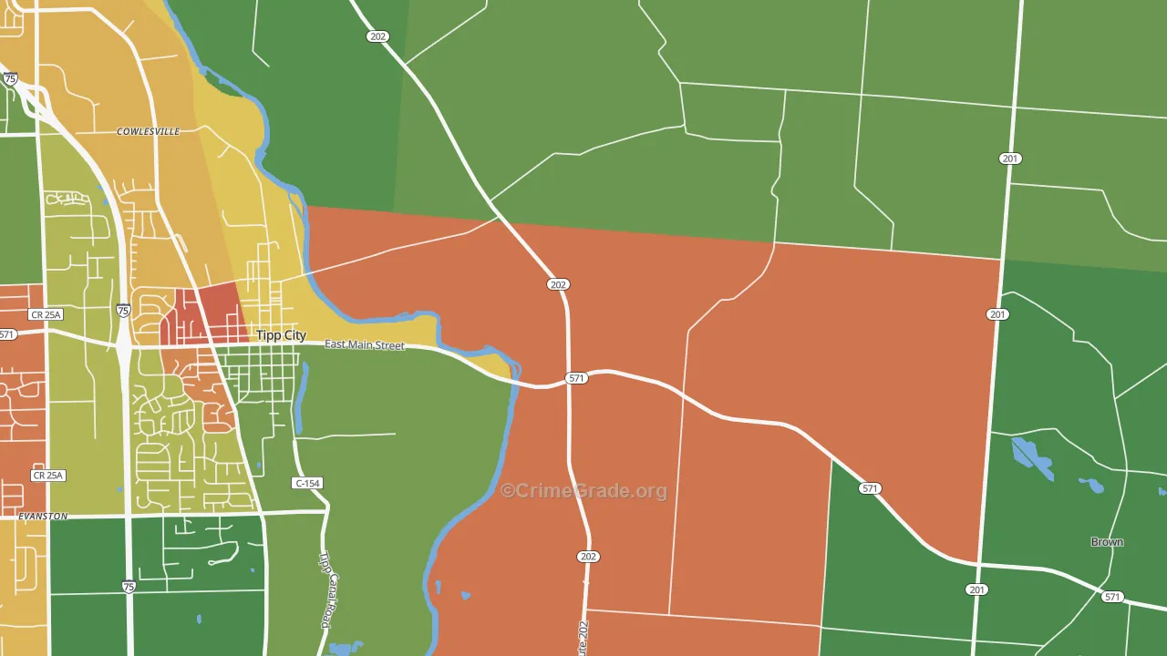 Cowlesville, OH Map of Arson Rates
