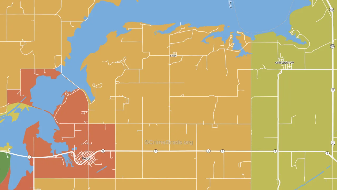 Cowlington, OK Map of Arson Rates