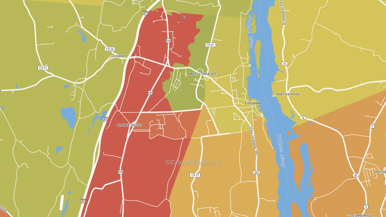 Coxsackie, NY Map of Arson Rates
