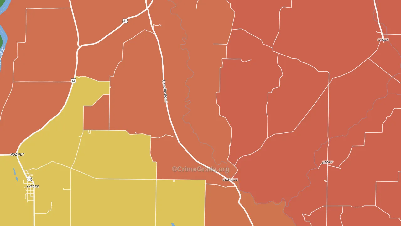 Coxville, IN Map of Arson Rates