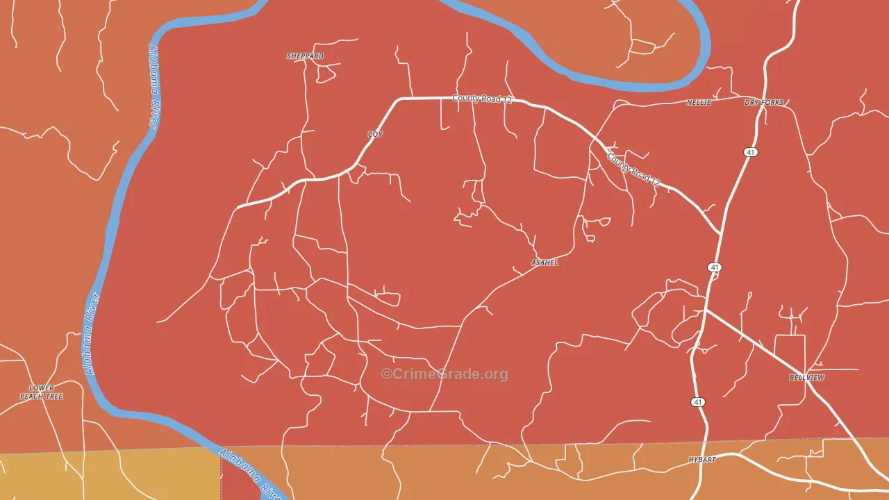 Coy, AL Map of Arson Rates