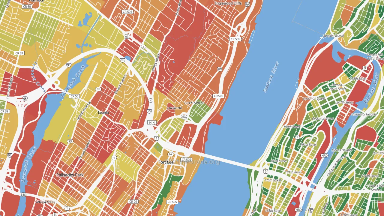 Coytesville, Fort Lee, NJ Map of Arson Rates