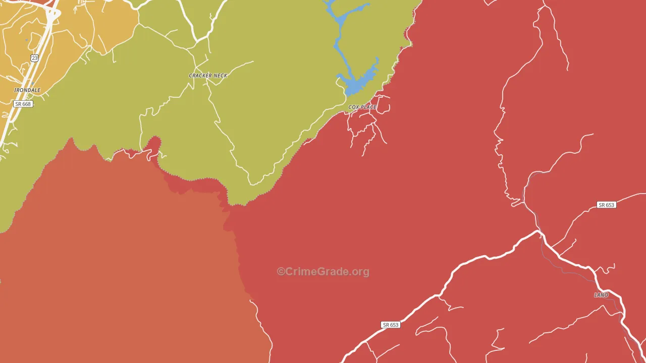 Cracker Neck, VA Map of Arson Rates