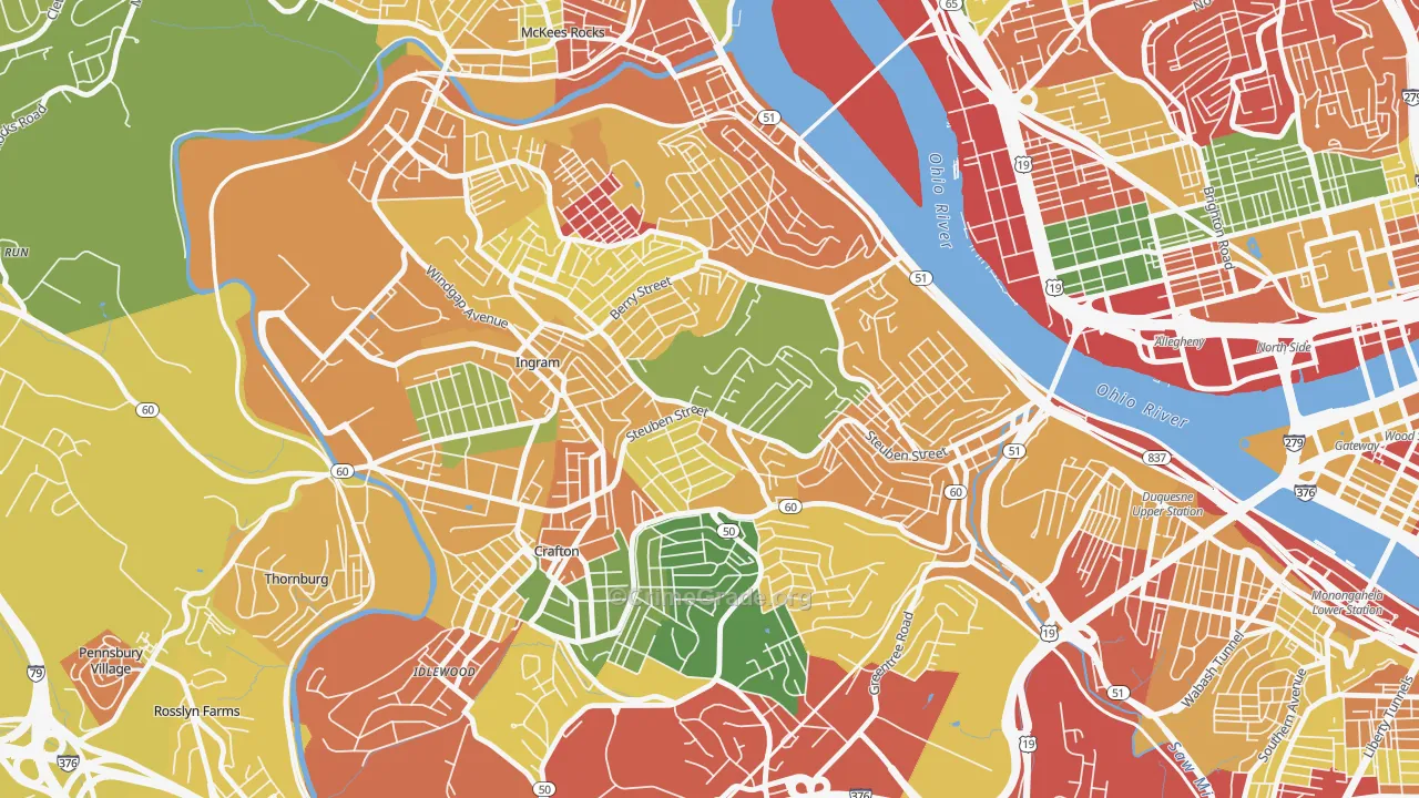 Crafton Heights, Pittsburgh, PA Map of Arson Rates
