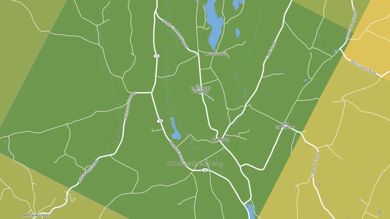 Craftsbury, VT Map of Arson Rates