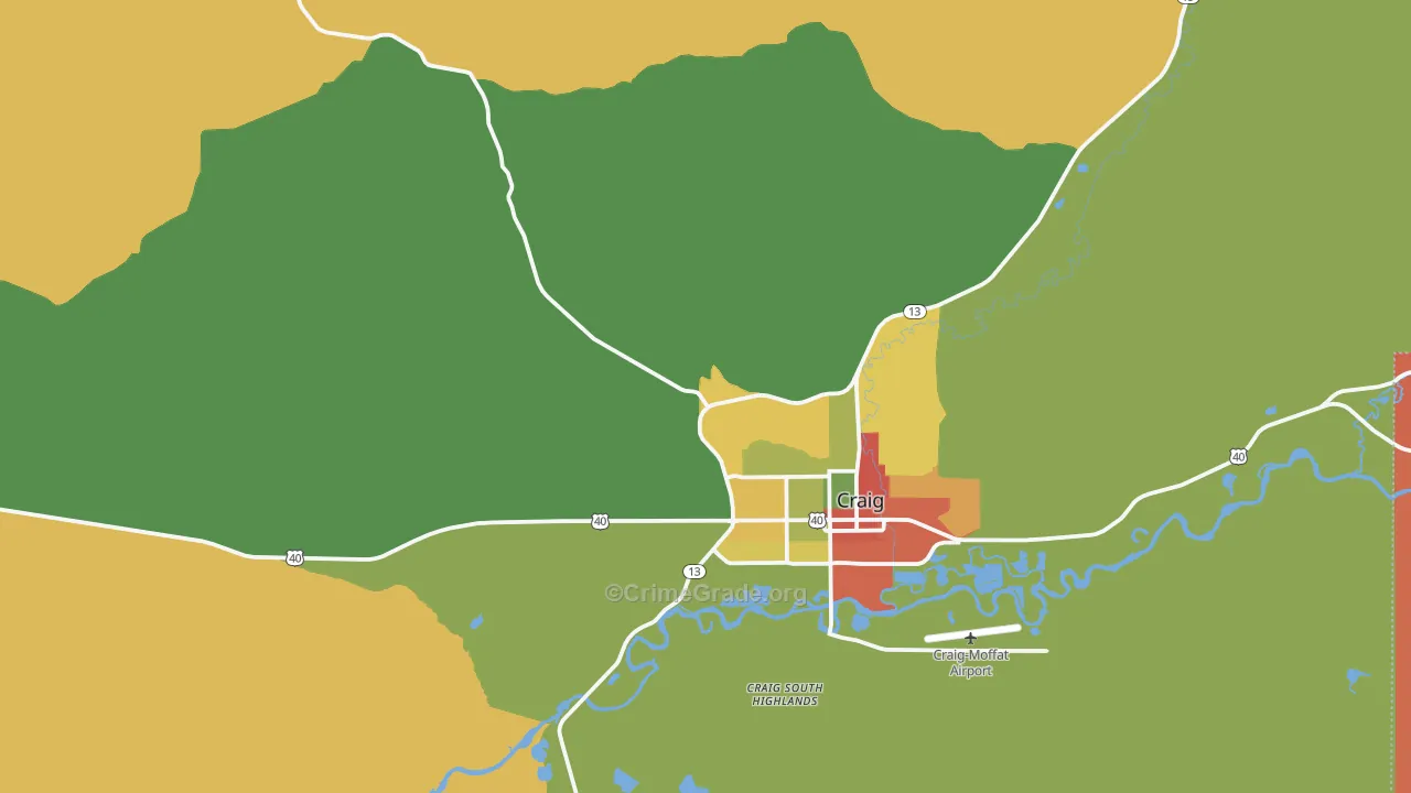Craig South Highlands, CO Map of Arson Rates