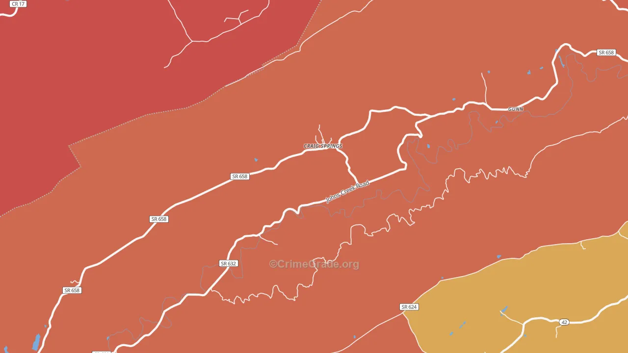 Craig Springs, VA Map of Arson Rates
