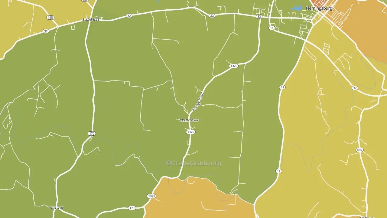 Craintown, KY Map of Arson Rates