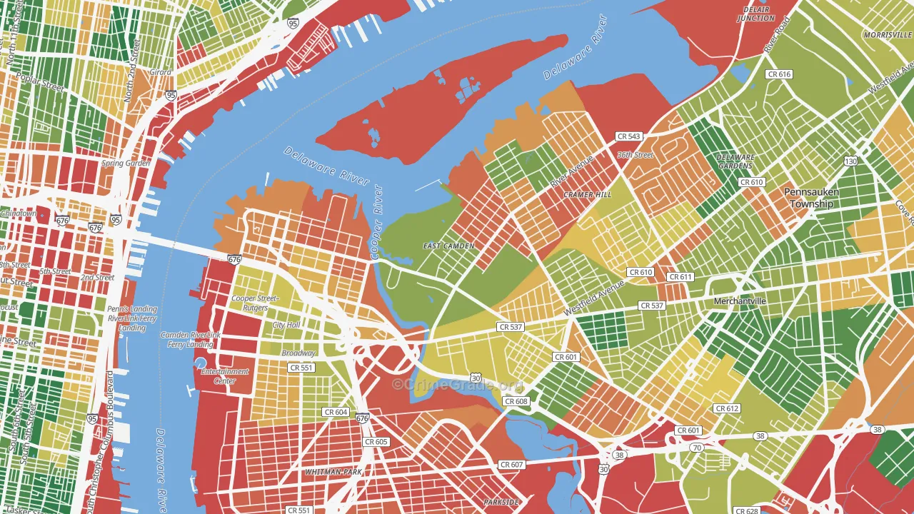 Cramer Hill, Camden, NJ Map of Arson Rates