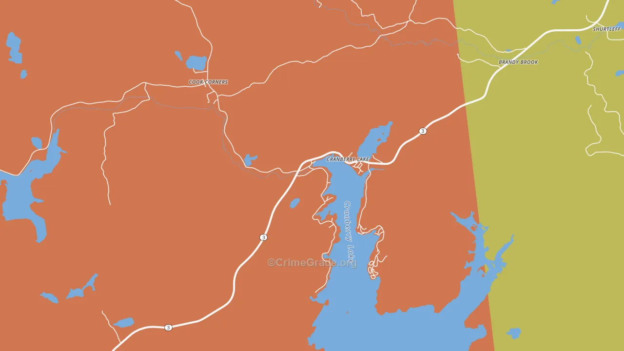 Cranberry Lake, NY Map of Arson Rates