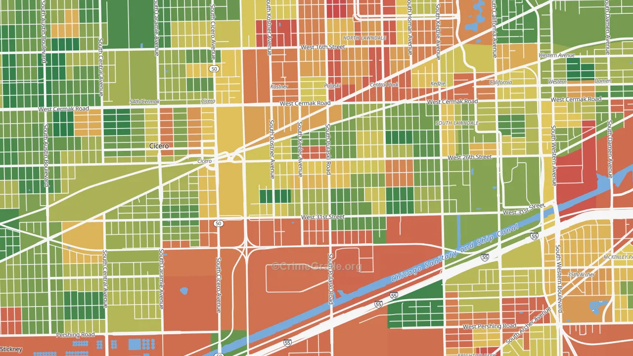 Crawford, Chicago, IL Map of Arson Rates