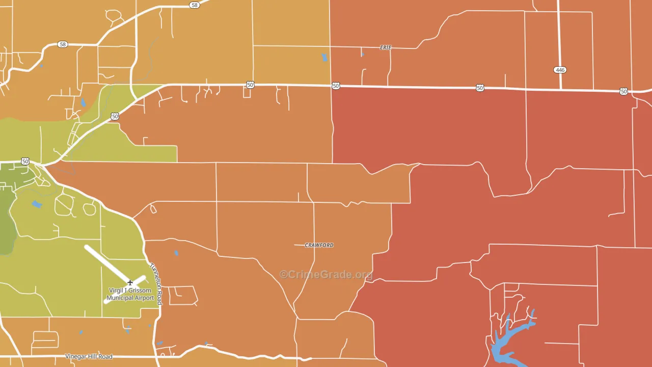 Crawford, IN Map of Arson Rates