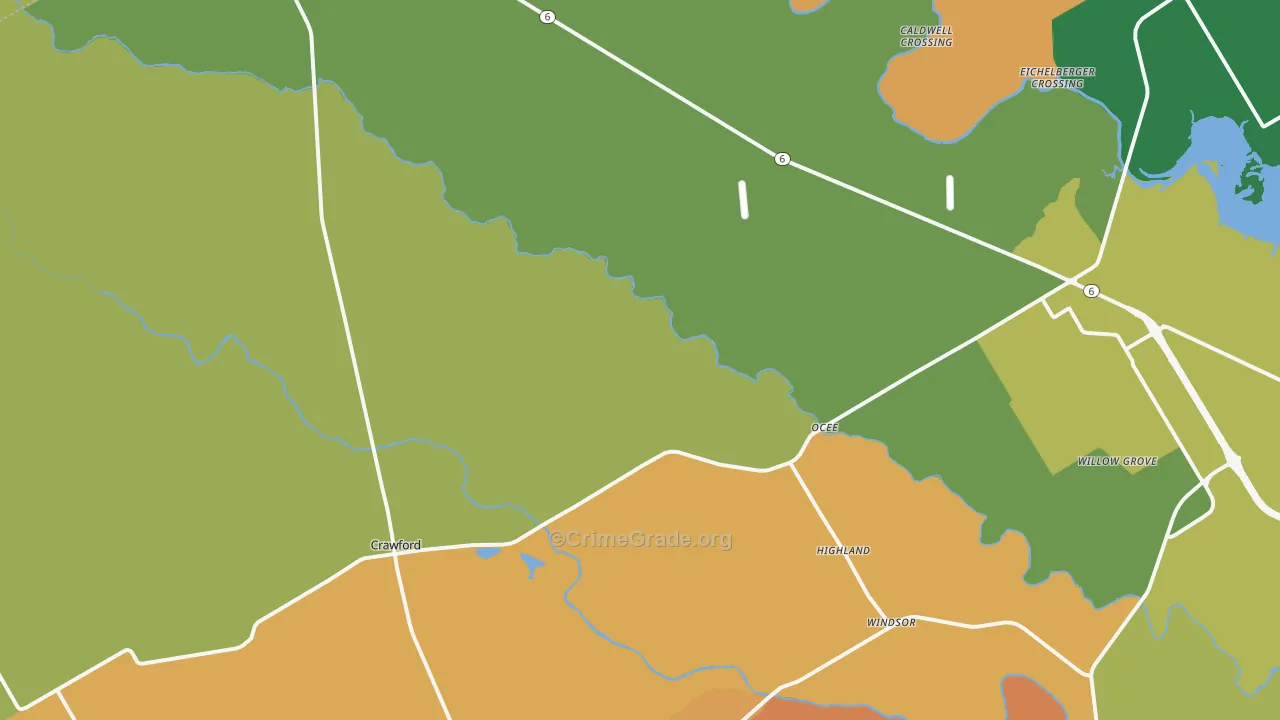 Crawford, TX Map of Arson Rates