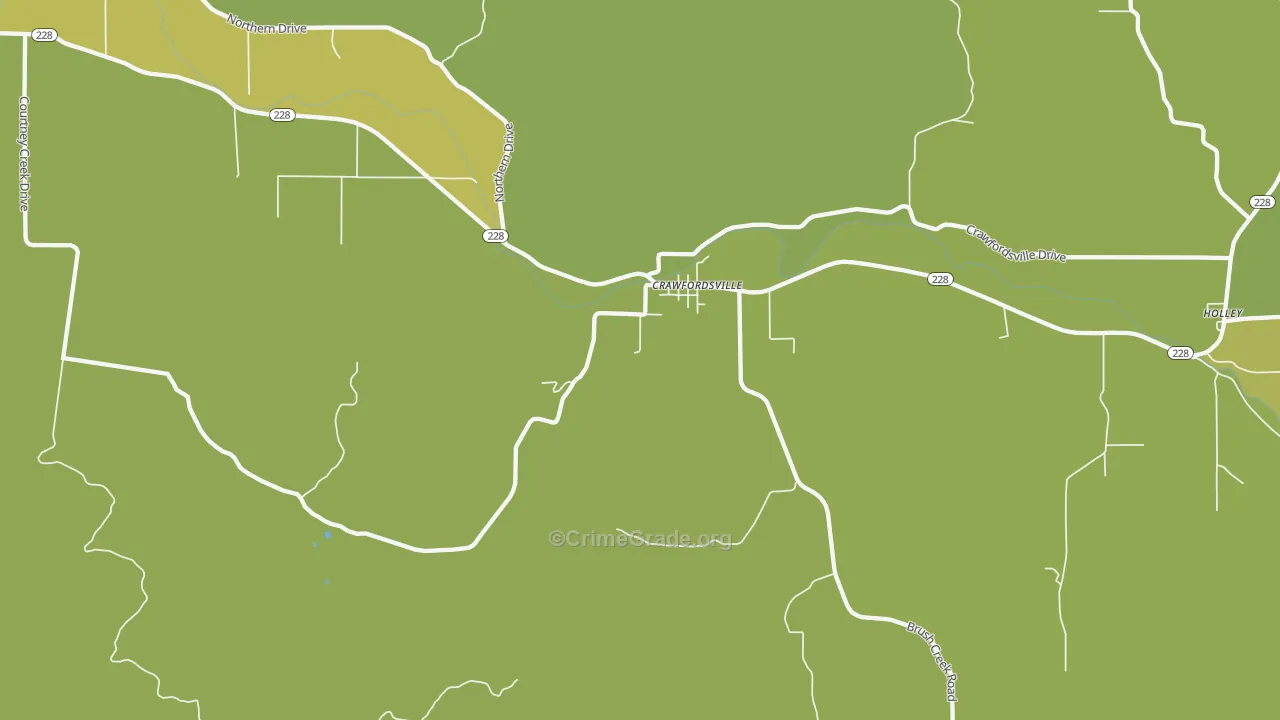 Crawfordsville, OR Map of Arson Rates