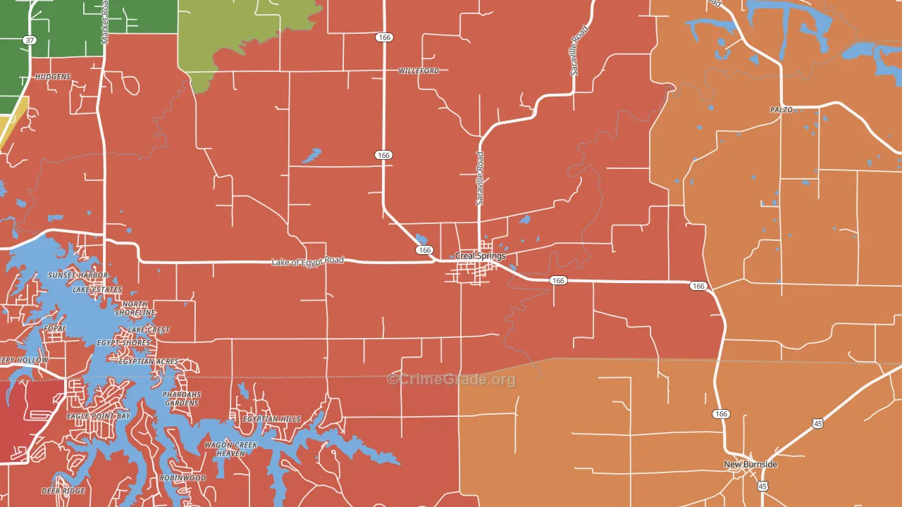 Creal Springs, IL Map of Arson Rates