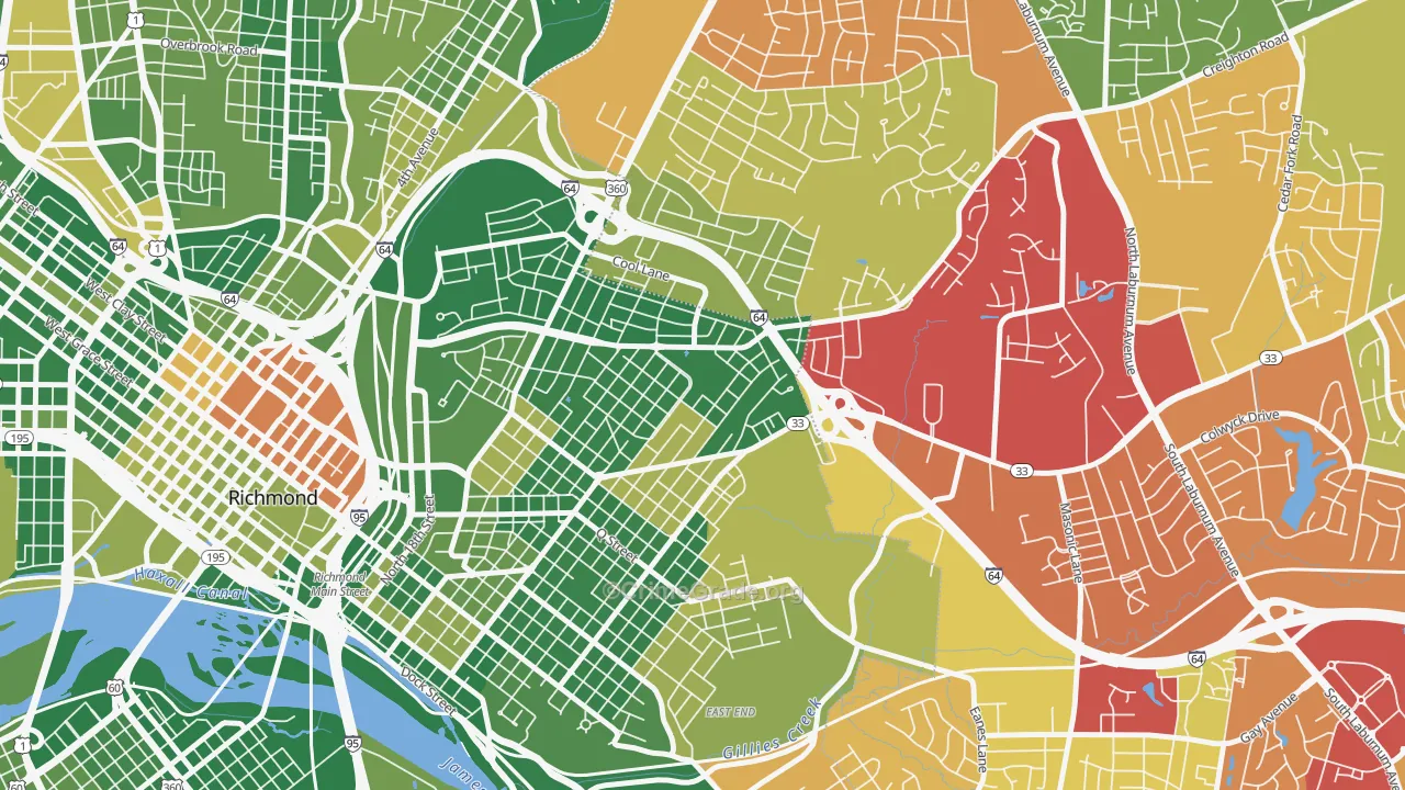 Creighton, Richmond, VA Map of Arson Rates