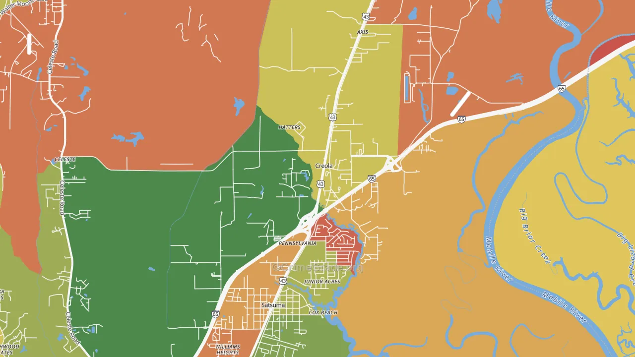 Creola, AL Map of Arson Rates