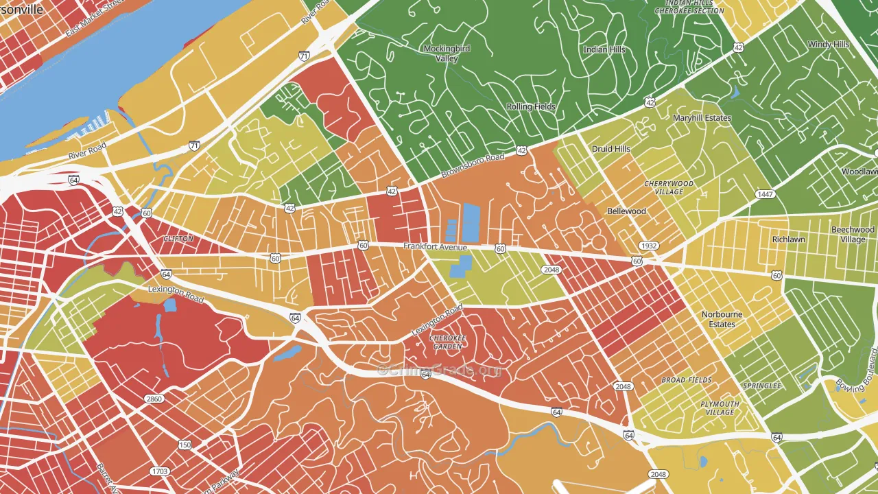 Crescent Hill, Louisville, KY Map of Arson Rates