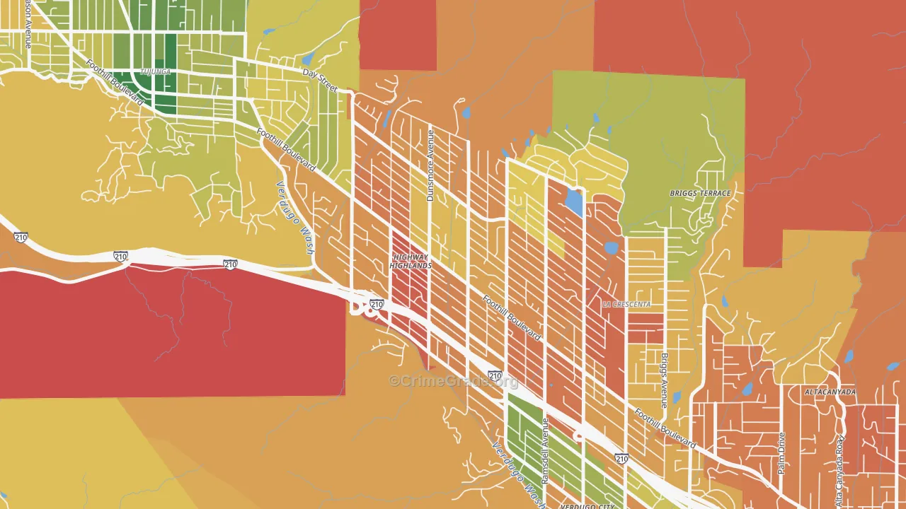 Crescenta Highlands, La Crescenta, CA Map of Arson Rates