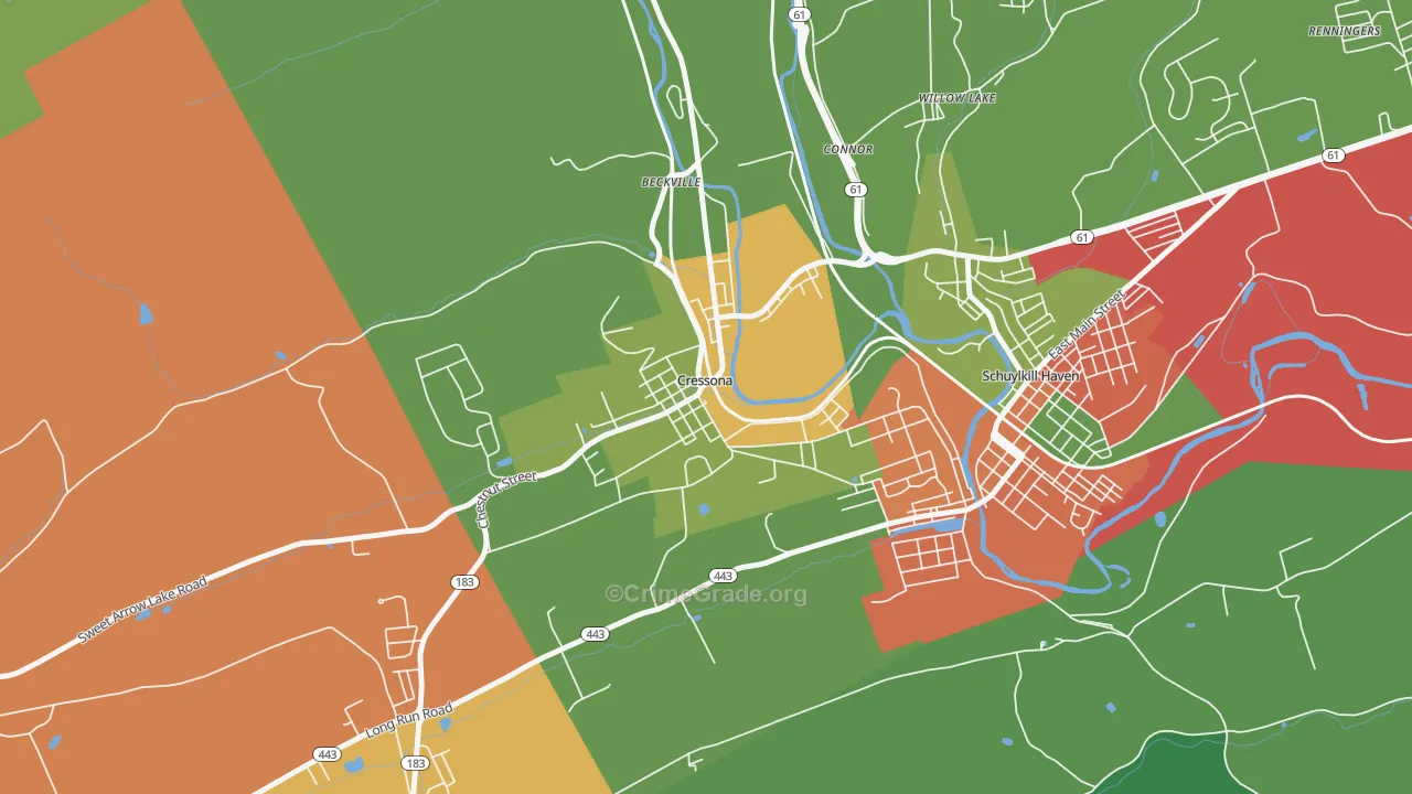 Cressona, PA Map of Arson Rates