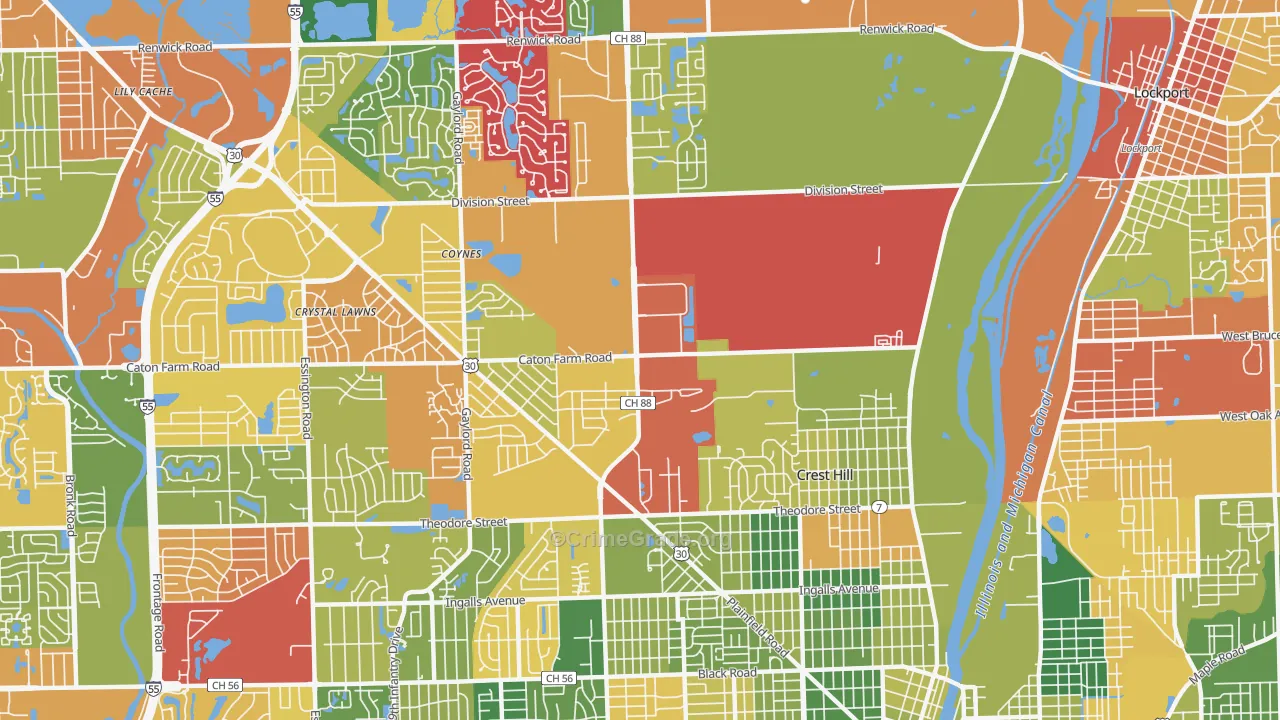Crest Hill, IL Map of Arson Rates