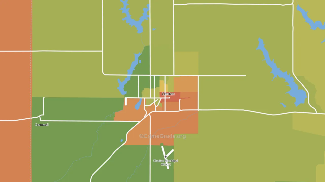 Creston, IA Map of Arson Rates