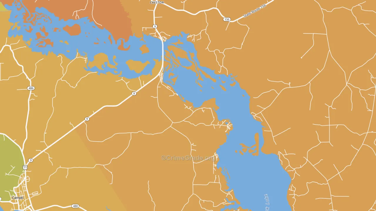 Creston, LA Map of Arson Rates