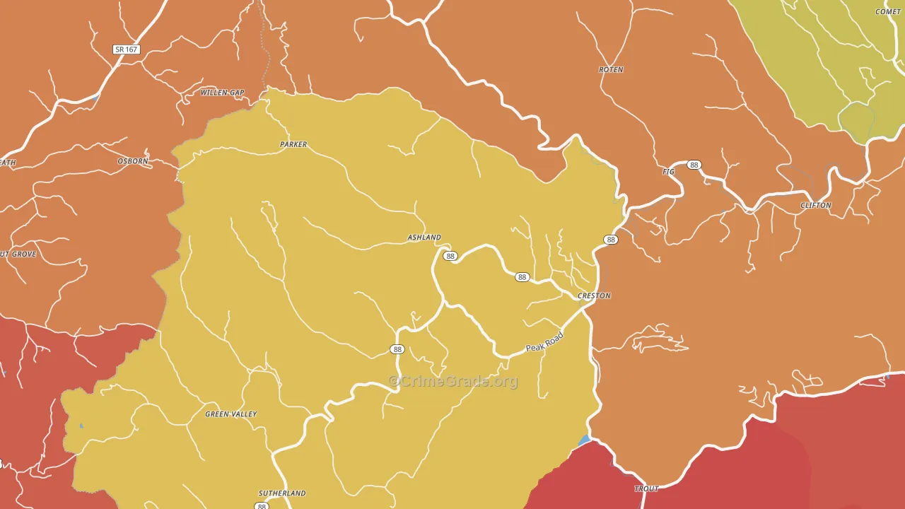 Creston, NC Map of Arson Rates