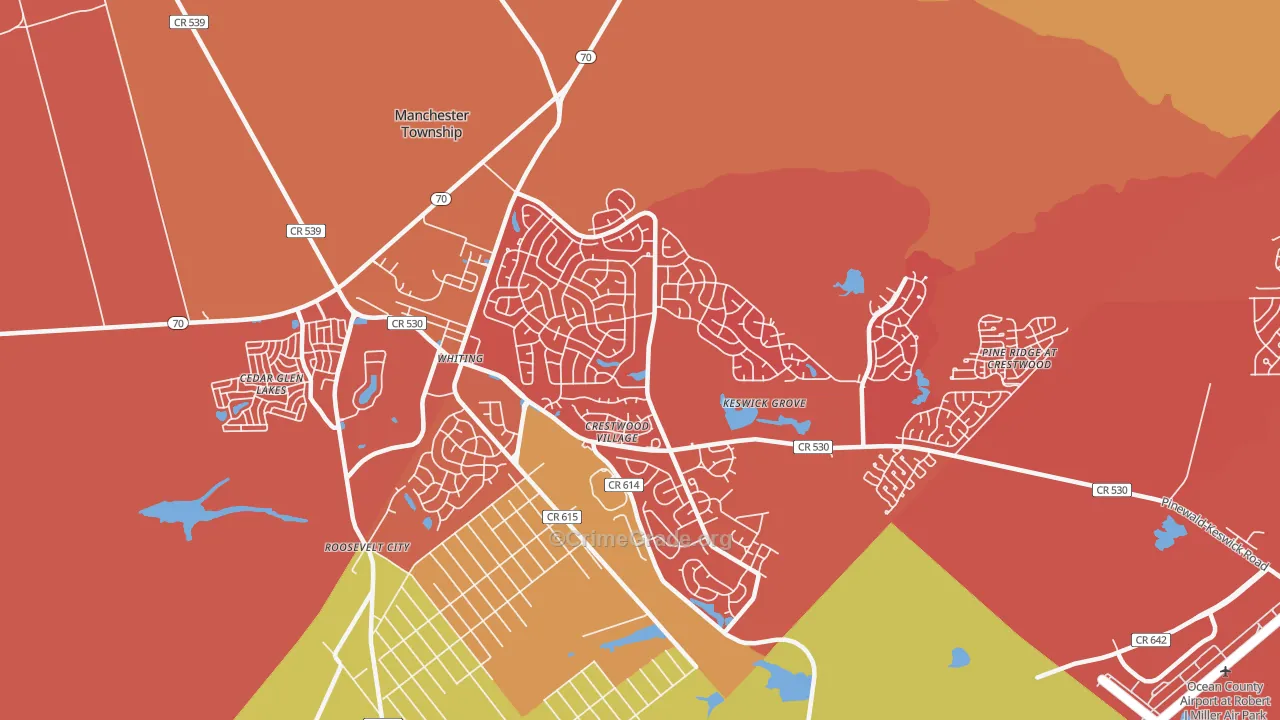 Crestwood Village, NJ Map of Arson Rates