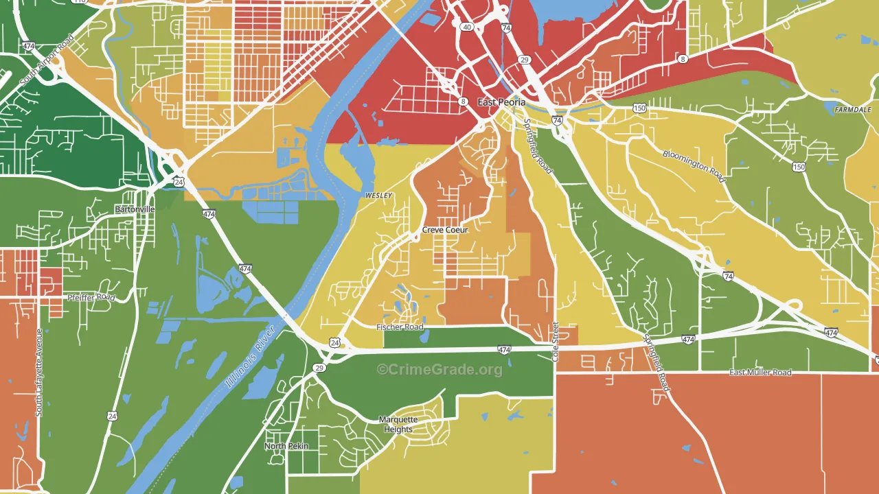 Creve Coeur, IL Map of Arson Rates