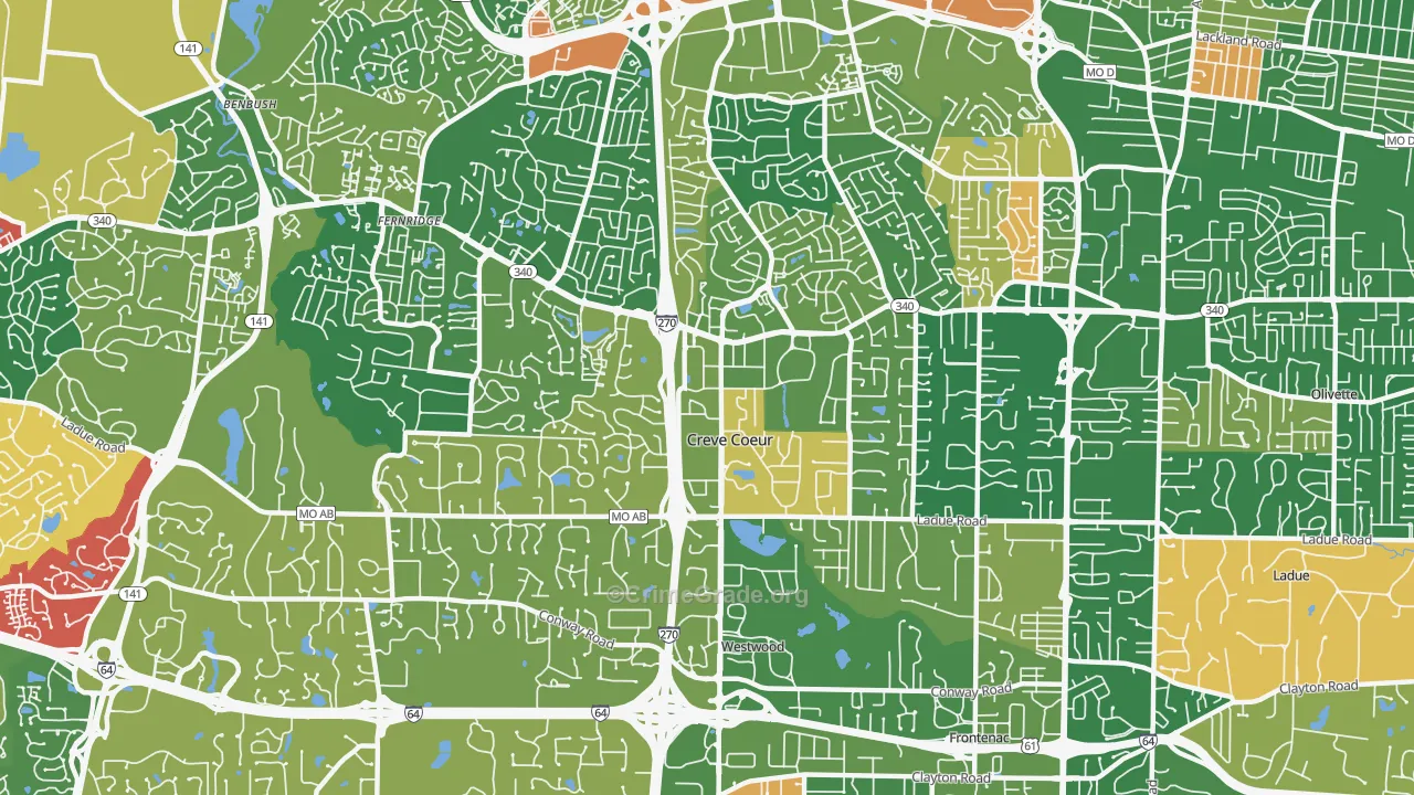 Creve Coeur, MO Map of Arson Rates