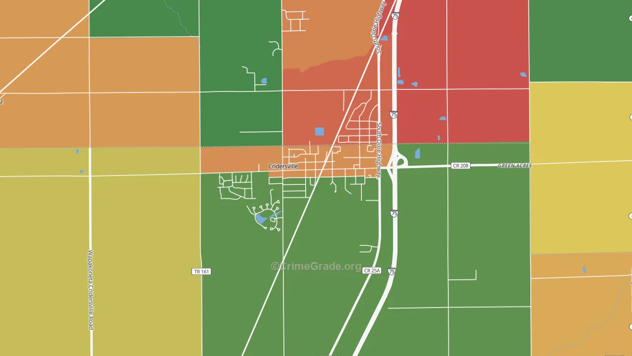 Cridersville, OH Map of Arson Rates
