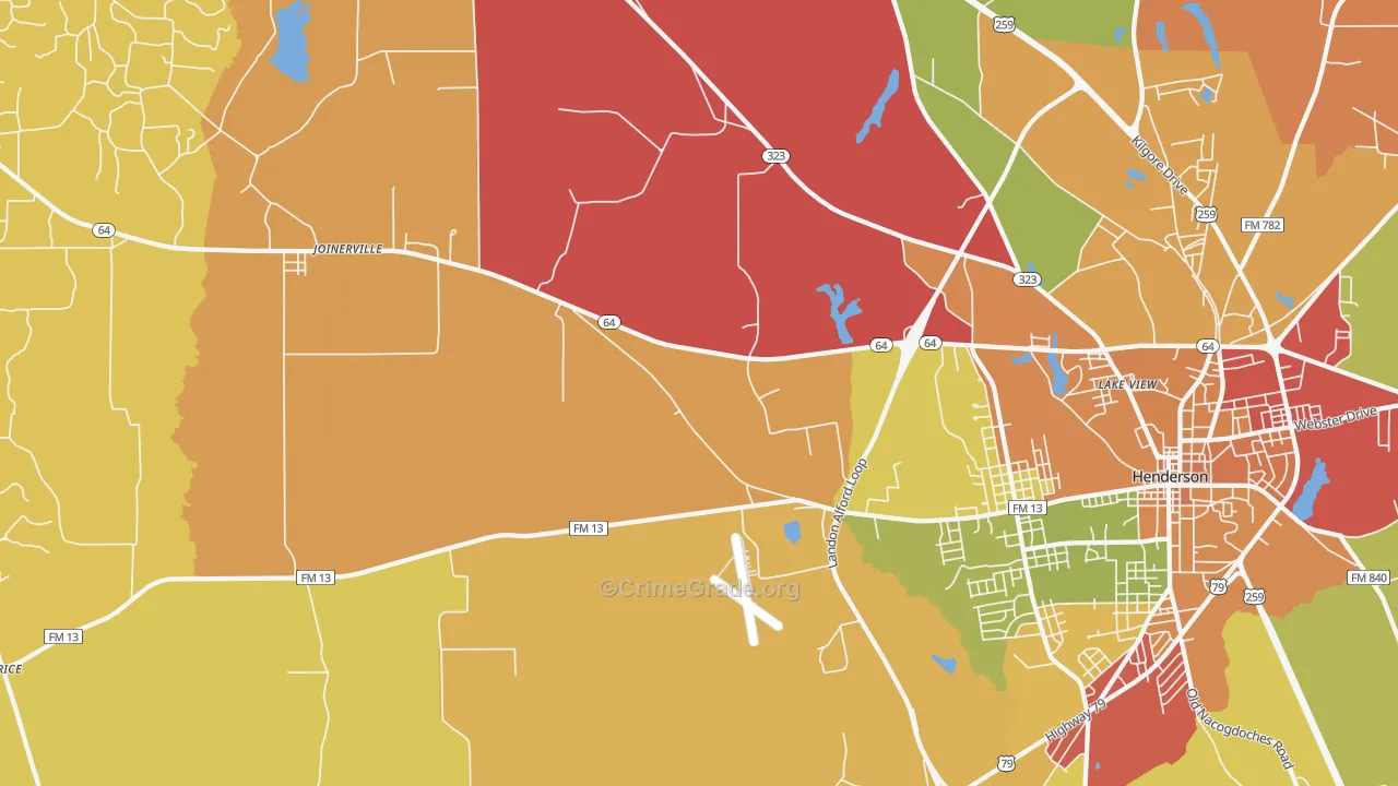 Crimcrest, TX Map of Arson Rates