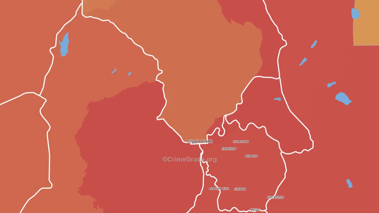 Cripple Creek, CO Map of Arson Rates