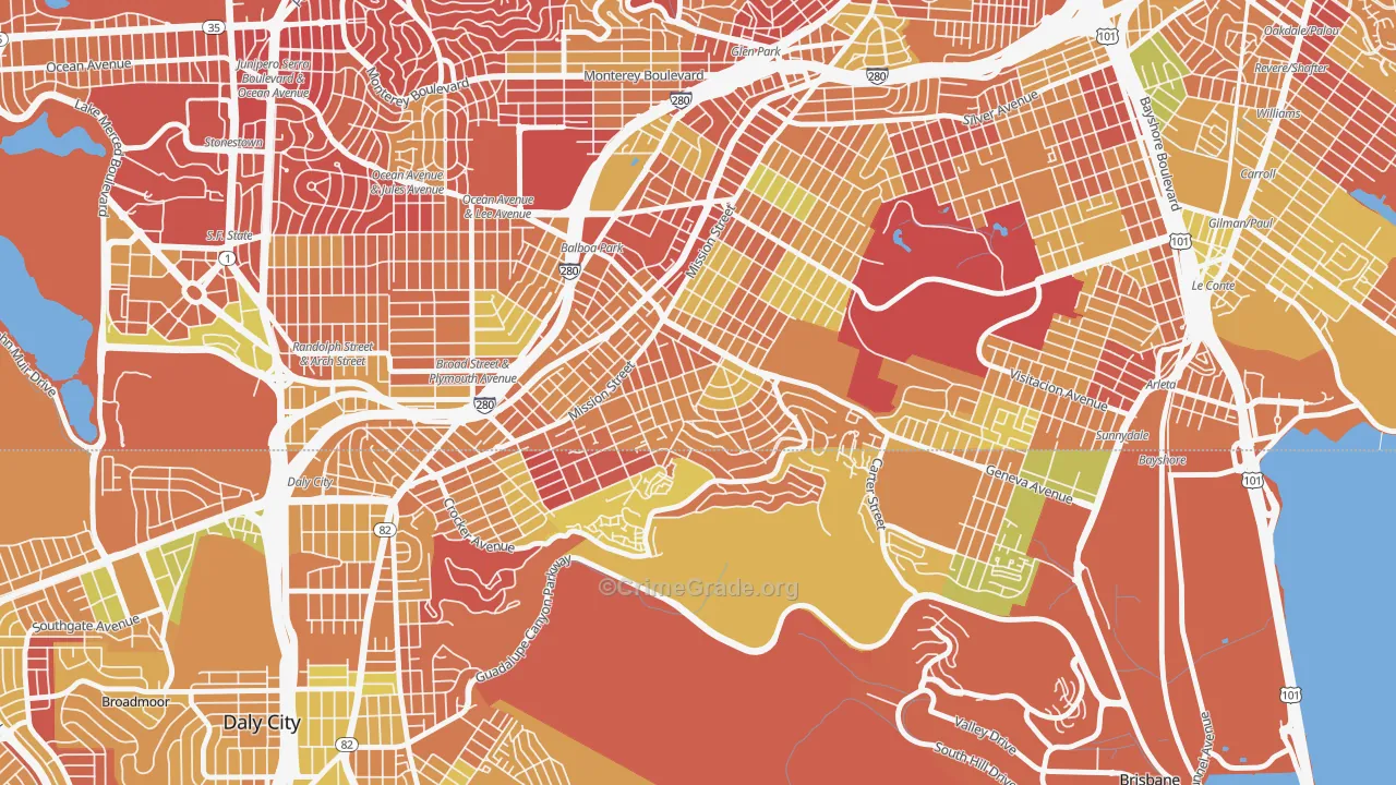 Crocker Amazon, San Francisco, CA Map of Arson Rates