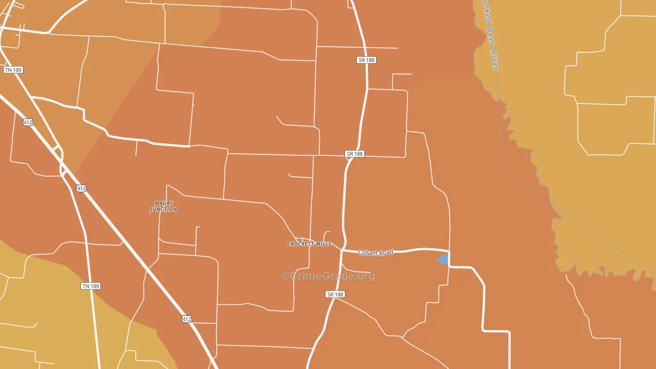 Crockett Mills, TN Map of Arson Rates