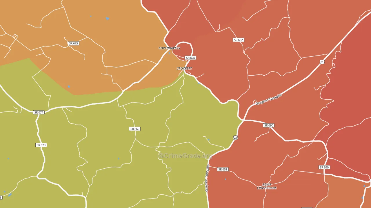Crockett, VA Map of Arson Rates