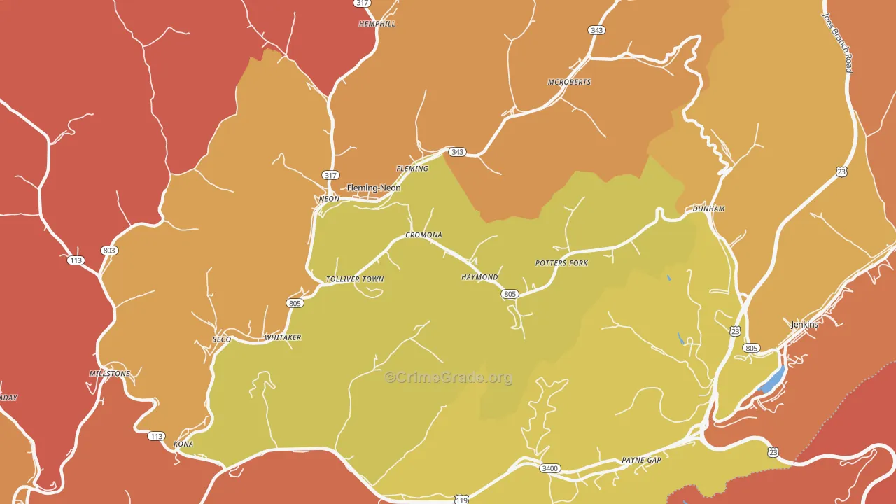 Cromona, KY Map of Arson Rates