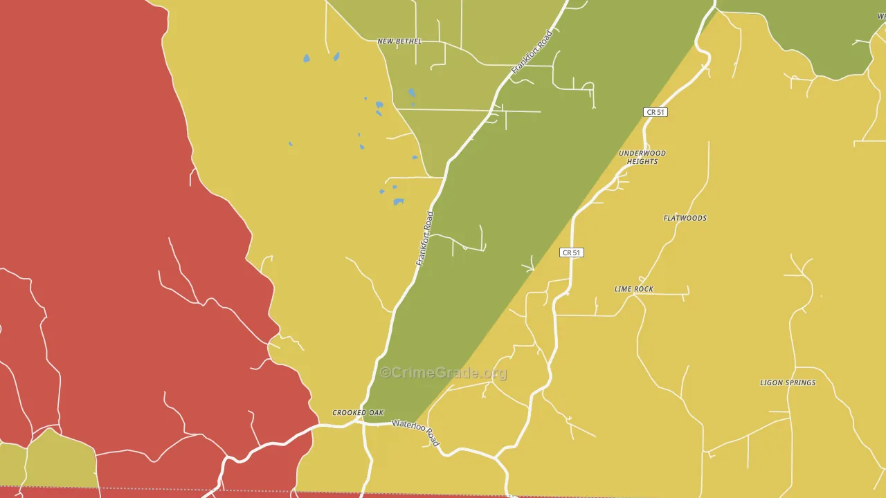 Crooked Oak, AL Map of Arson Rates
