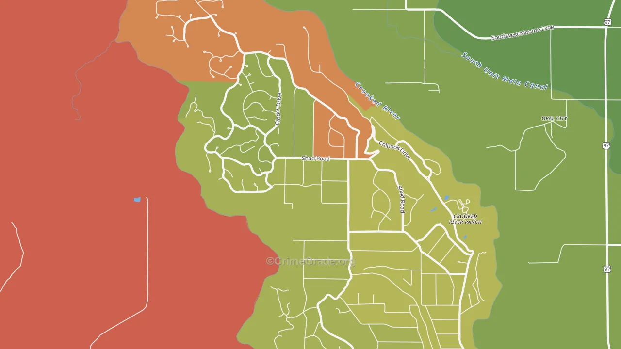 Crooked River Ranch, Terrebonne, OR Map of Arson Rates