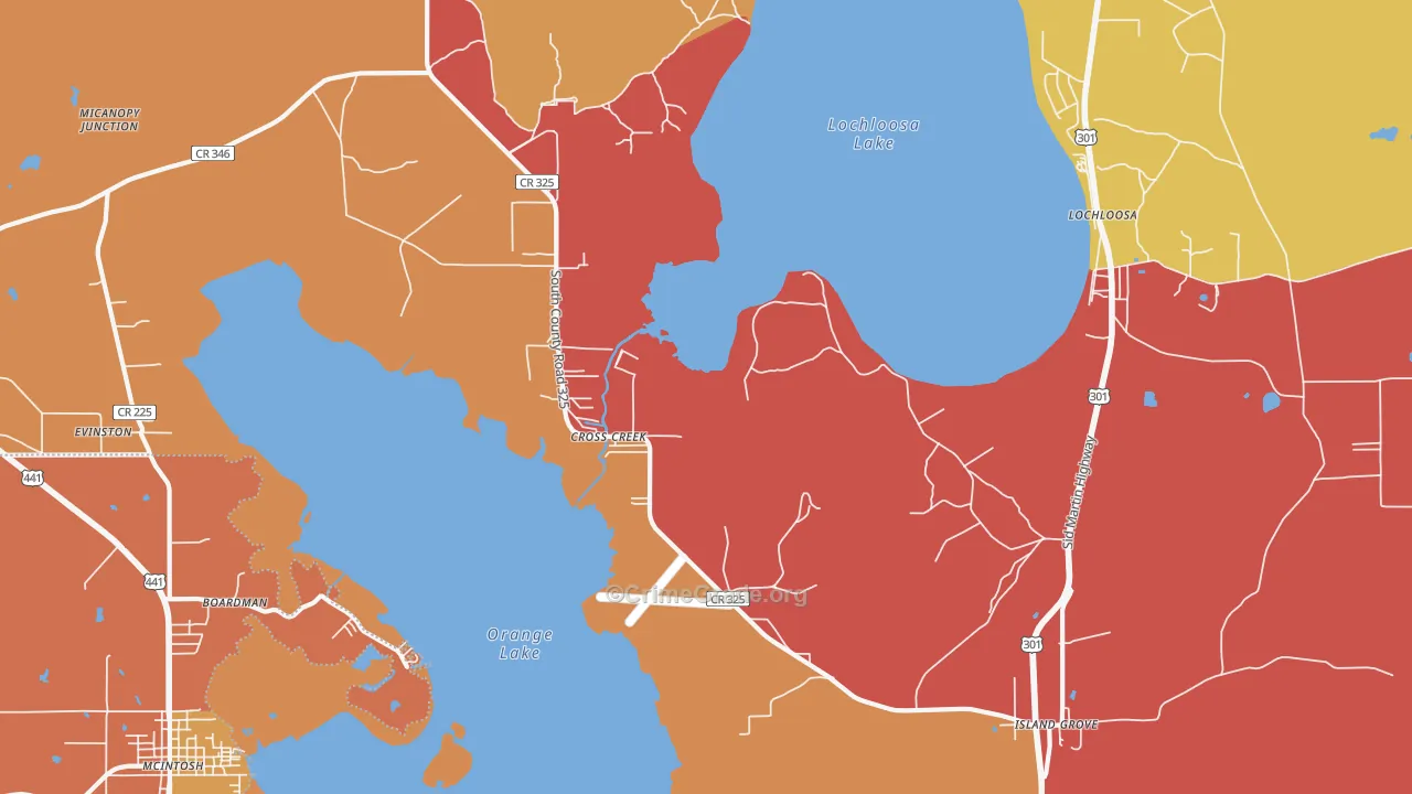 Cross Creek, FL Map of Arson Rates