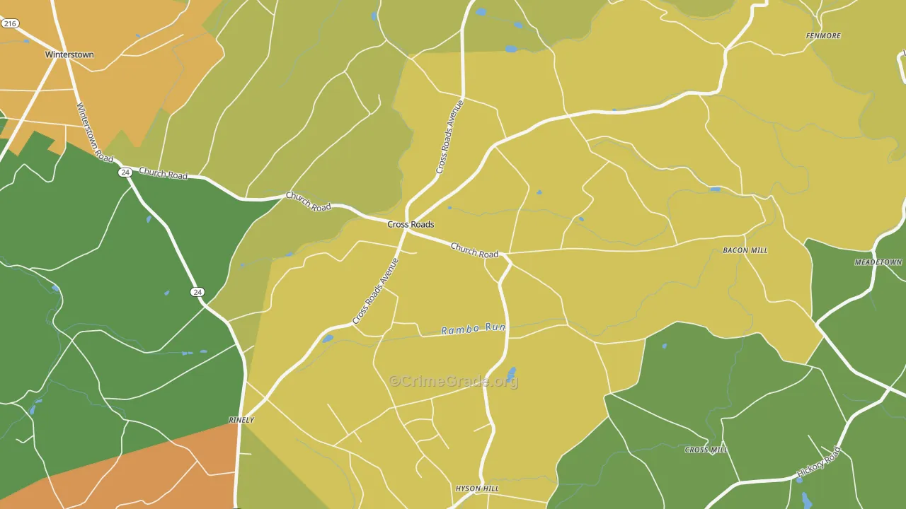 Cross Roads, PA Map of Arson Rates
