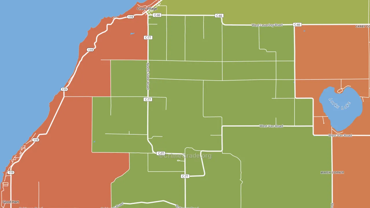 Cross Village, MI Map of Arson Rates