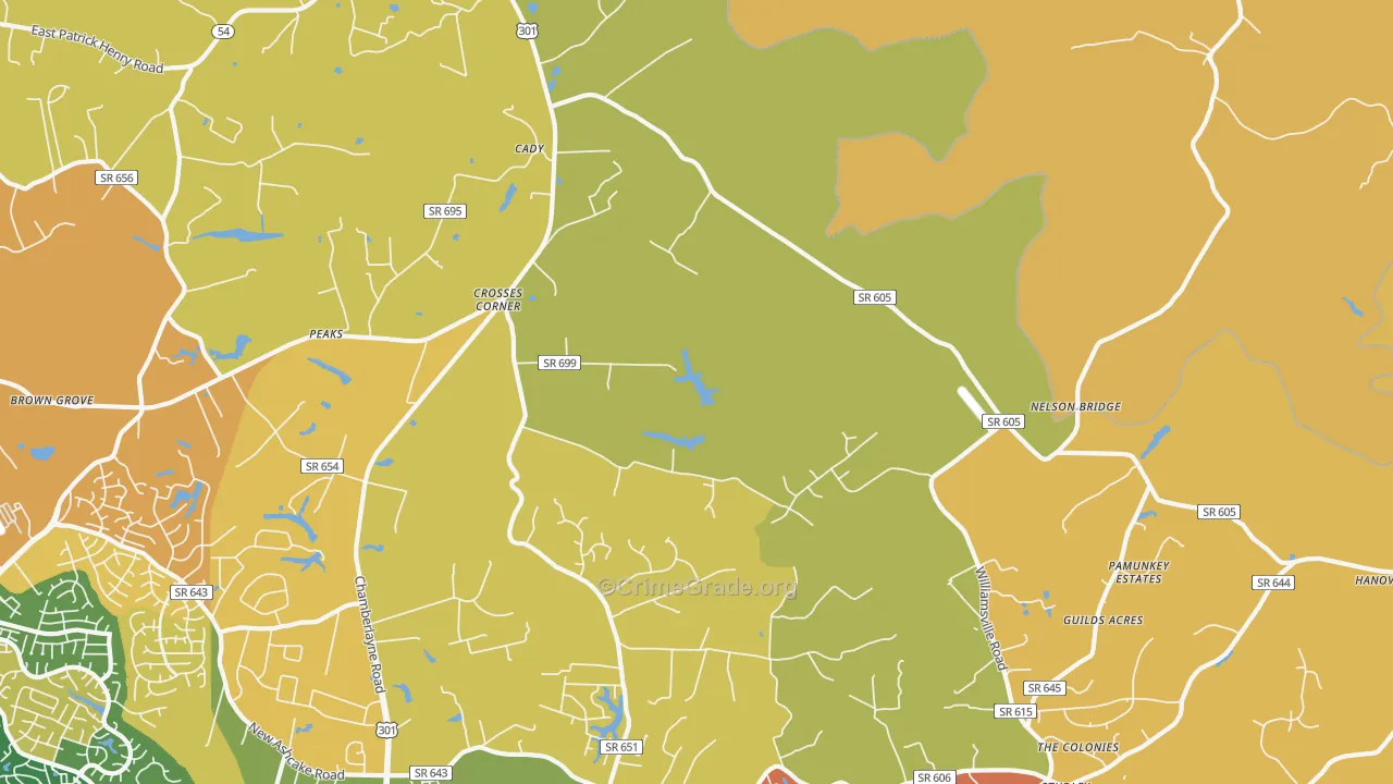 Crosses Corner, VA Map of Arson Rates