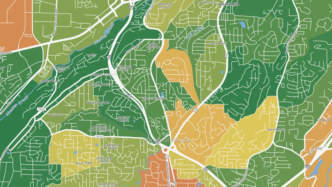 Crossgate, Vestavia Hills, AL Map of Arson Rates