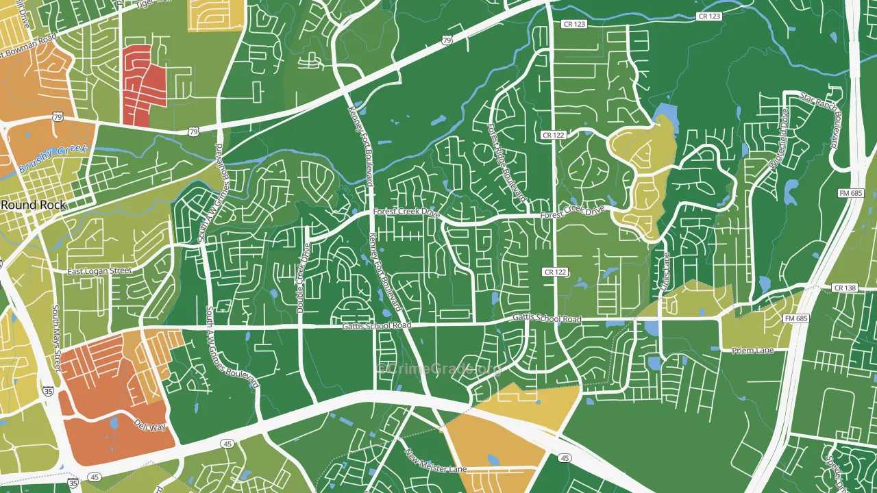 Crossley Crossing, Round Rock, TX Map of Arson Rates